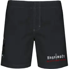 Bestickte Herren Badehose - Ungeimpft, Steckt euch eure Impfung in den Arsch Vorderseite