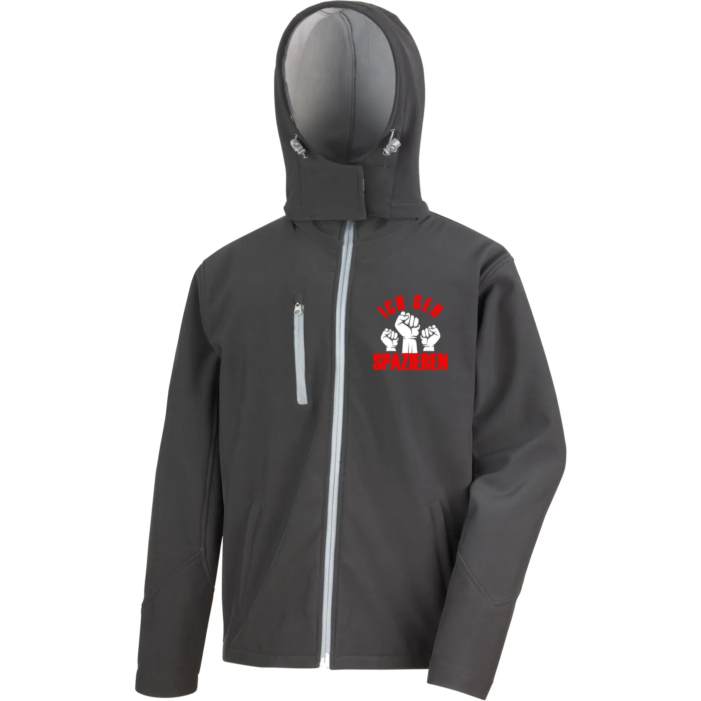 Bestickte Herren Softshell Kapuzenjacke - Ich geh Spazieren