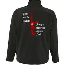 Bestickte Herren Softshelljacke "3-lagig" - Heute tolerant morgen fremd im eigenen Land Rückseite