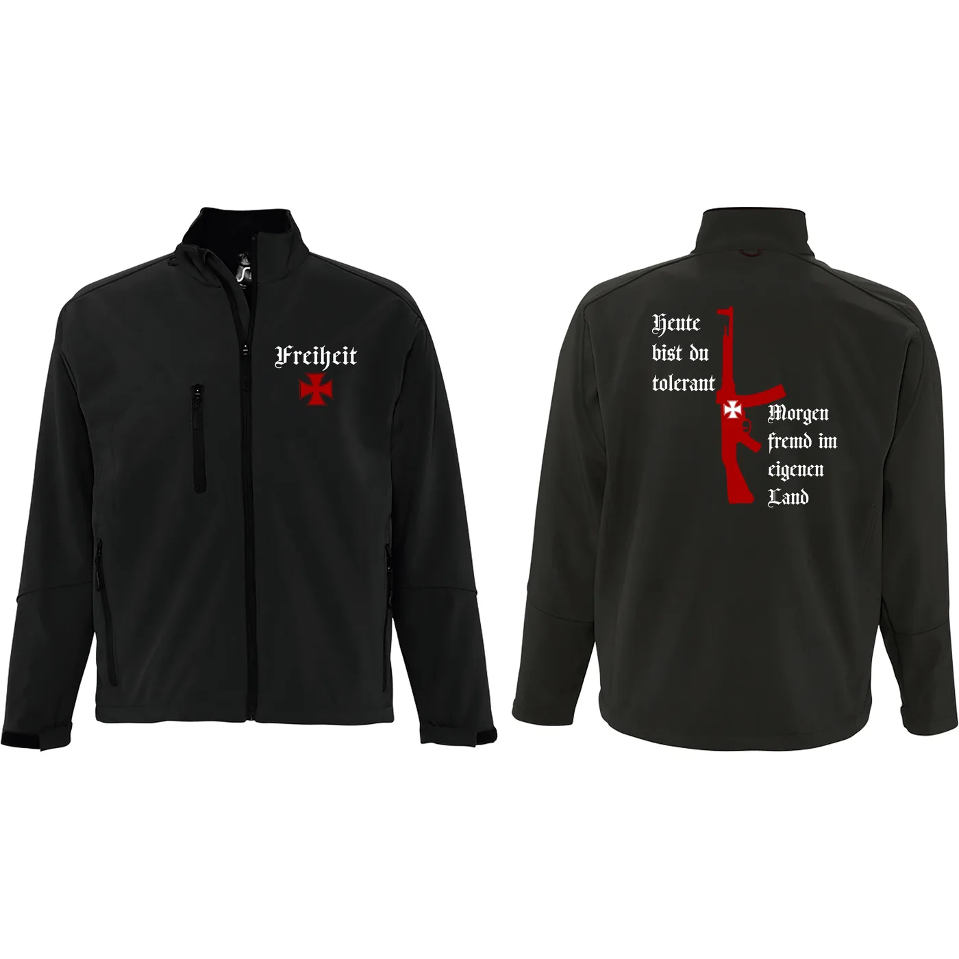 Bestickte Herren Softshelljacke "3-lagig" - Heute tolerant morgen fremd im eigenen Land