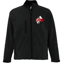 Bestickte Damen Softshelljacke "3-lagig" - See you in Walhalla, Totenkopf Vorderseite