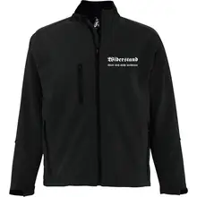 Bestickte Herren Softshelljacke "3-lagig" - Widerstand lässt sich nicht verbieten Vorderseite