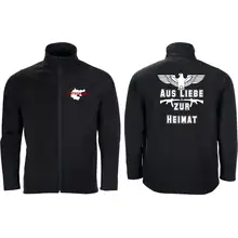 Bestickte Herren Softshelljacke "2-lagig" - Aus liebe zur Heimat Vorder- und Rückseite