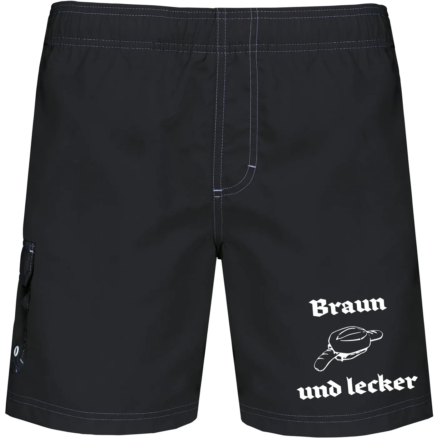 Bestickte Herren Badehose - Braun und lecker
