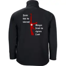 Bestickte Herren Softshelljacke "2-lagig" - Heute tolerant morgen fremd im eigenen Land Rückseite
