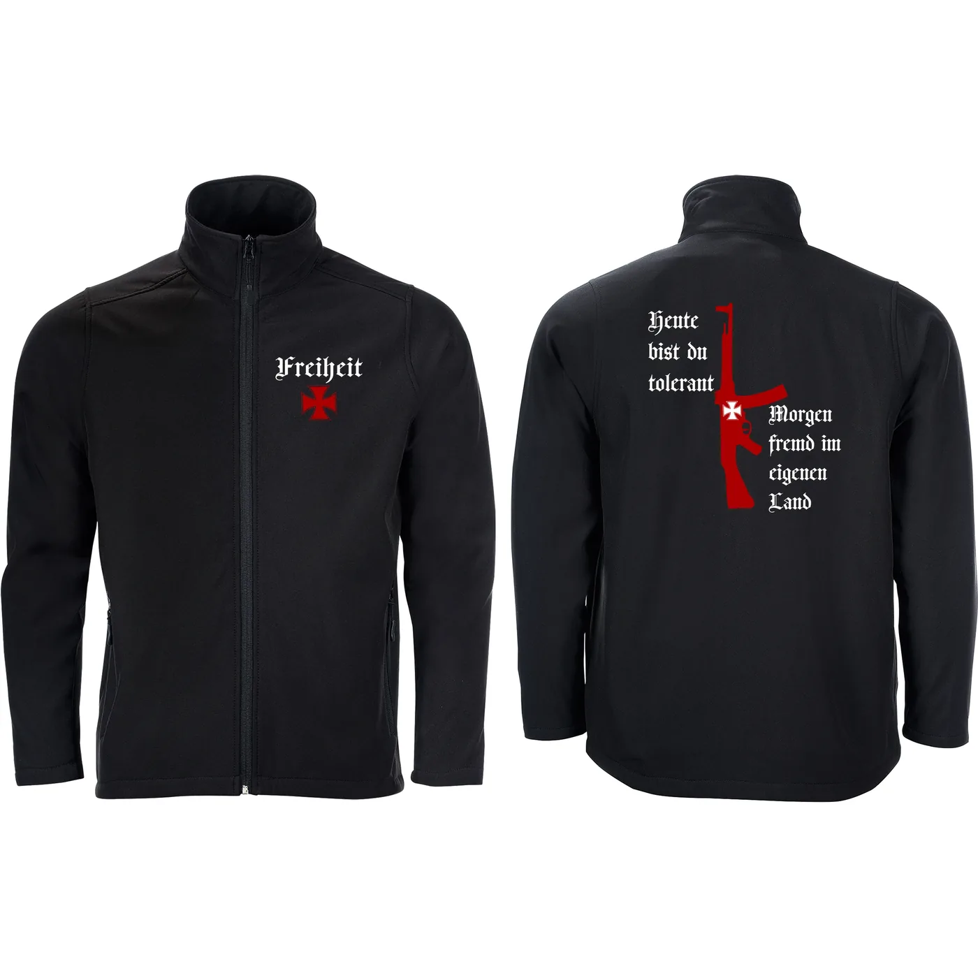 Bestickte Herren Softshelljacke "2-lagig" - Heute tolerant morgen fremd im eigenen Land