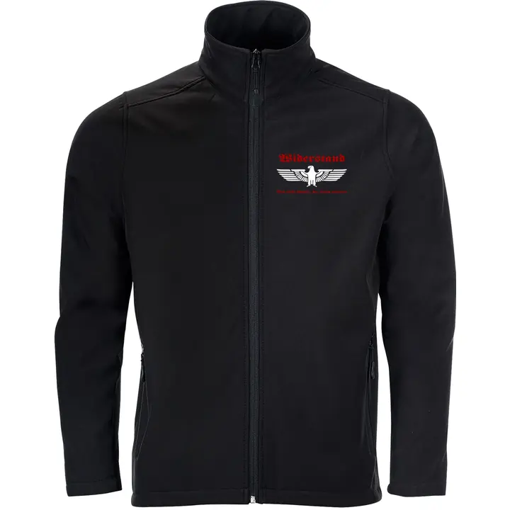 Bestickte Herren Softshelljacke "2-lagig" - Widerstand, wer nicht kämpft hat verloren