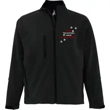 Bestickte Herren Softshelljacke "3-lagig" - Stoppt Tierversuche, nehmt Kinderschänder Vorderseite