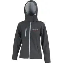 Bestickte Damen Softshell Kapuzenjacke - Ungeimpft, Steckt euch eure Impfung in den Arsch Vorderseite