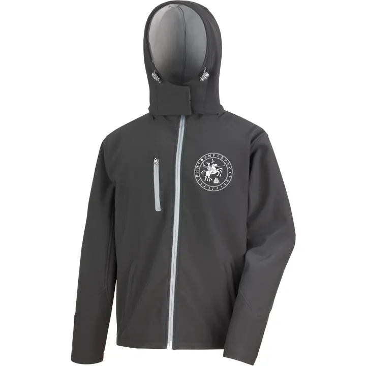 Bestickte Herren Softshell Kapuzenjacke - Odin und Sleipnir