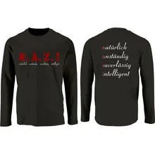Herren Langarm Shirt - Nazi, natürlich anständig Vorder- und Rückseite