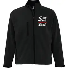 Bestickte Herren Softshelljacke "3-lagig" - Klagt nicht kämpft, Schwert Vorderseite