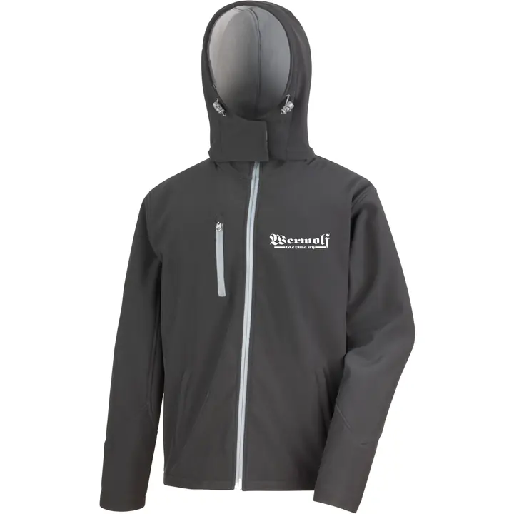 Bestickte Herren Softshell Kapuzenjacke - Werwolf Germany ohne Wolf