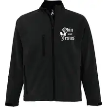 Bestickte Damen Softshelljacke "3-lagig" - Odin statt Jesus Vorderseite