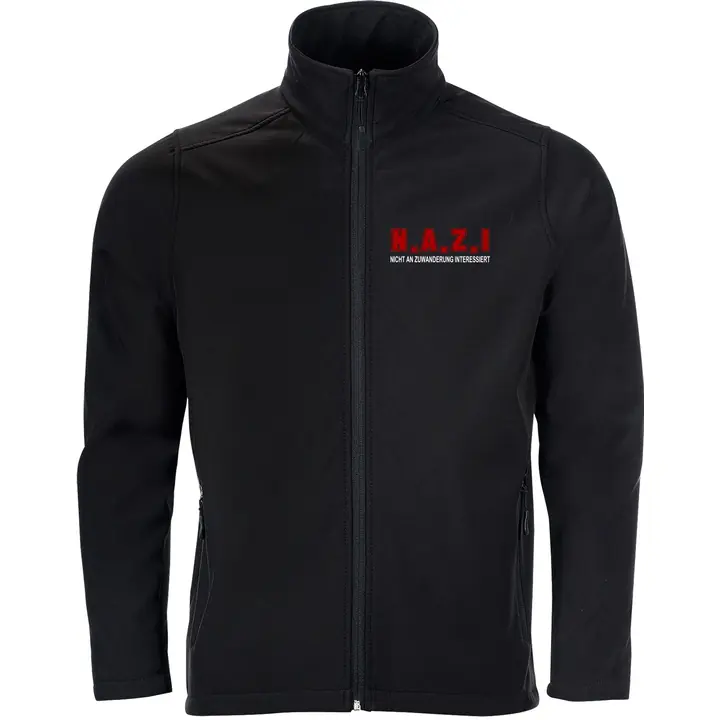 Bestickte Herren Softshelljacke "2-lagig" - Nicht an Zuwanderung interessiert, Fahne