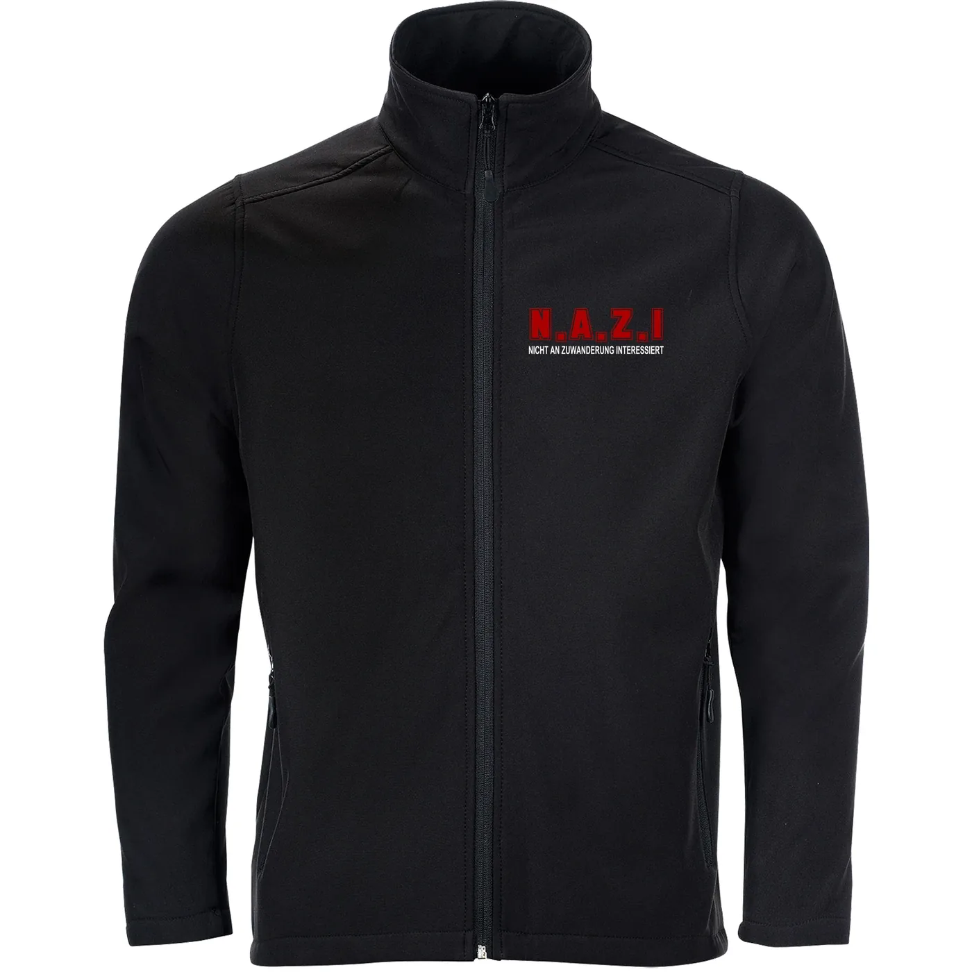 Bestickte Herren Softshelljacke "2-lagig" - Nicht an Zuwanderung interessiert, Fahne
