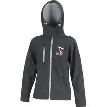 Bestickte Damen Softshell Kapuzenjacke - Nationaler Widerstand, Fahne Vorderseite