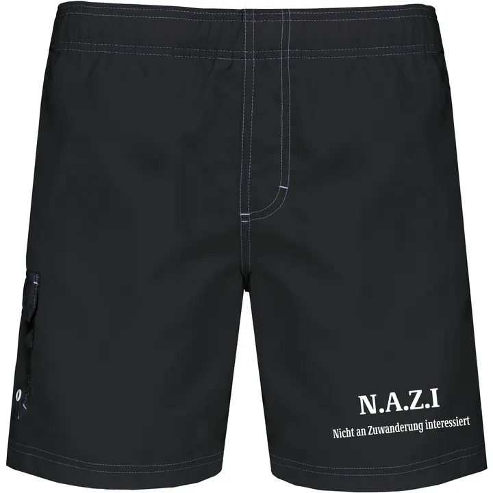 Bestickte Herren Badehose - Nazi nicht an Zuwanderung interessiert