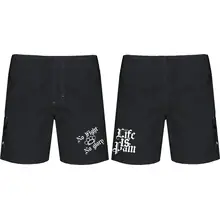 Bestickte Herren Badehose - Life is Pain Vorder- und Rückseite