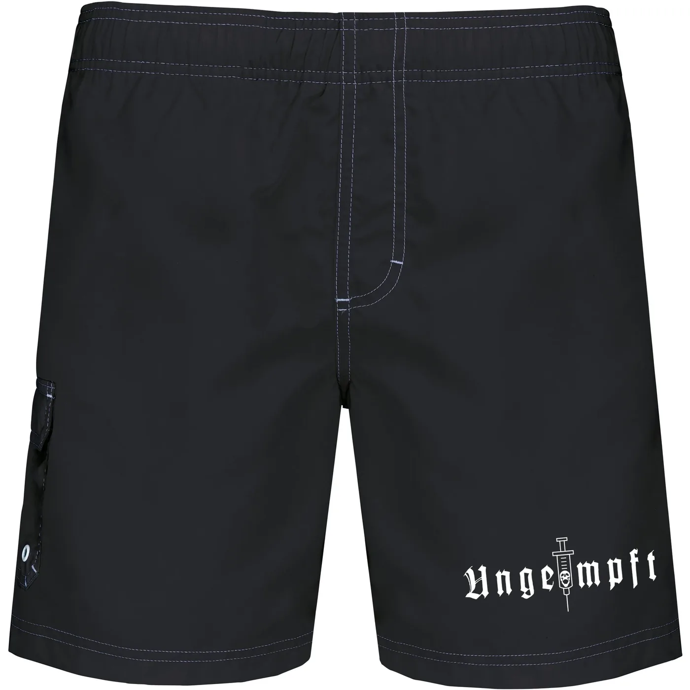 Bestickte Herren Badehose - Ungeimpft, Einfarbig