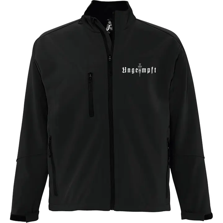 Bestickte Herren Softshelljacke "3-lagig" - Ungeimpft, Einfarbig