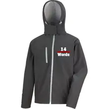 Bestickte Herren Softshell Kapuzenjacke - 14 Words - gewählte Variante