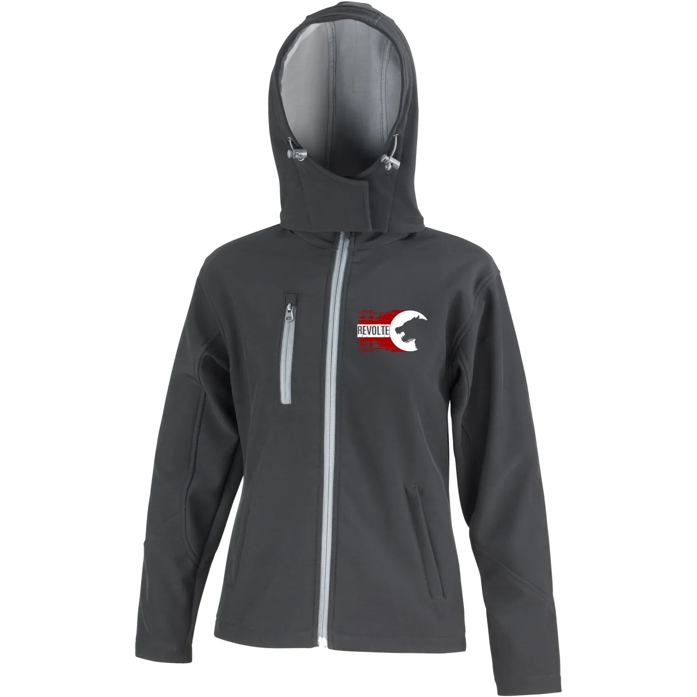 Bestickte Damen Softshell Kapuzenjacke - H8front Revolte