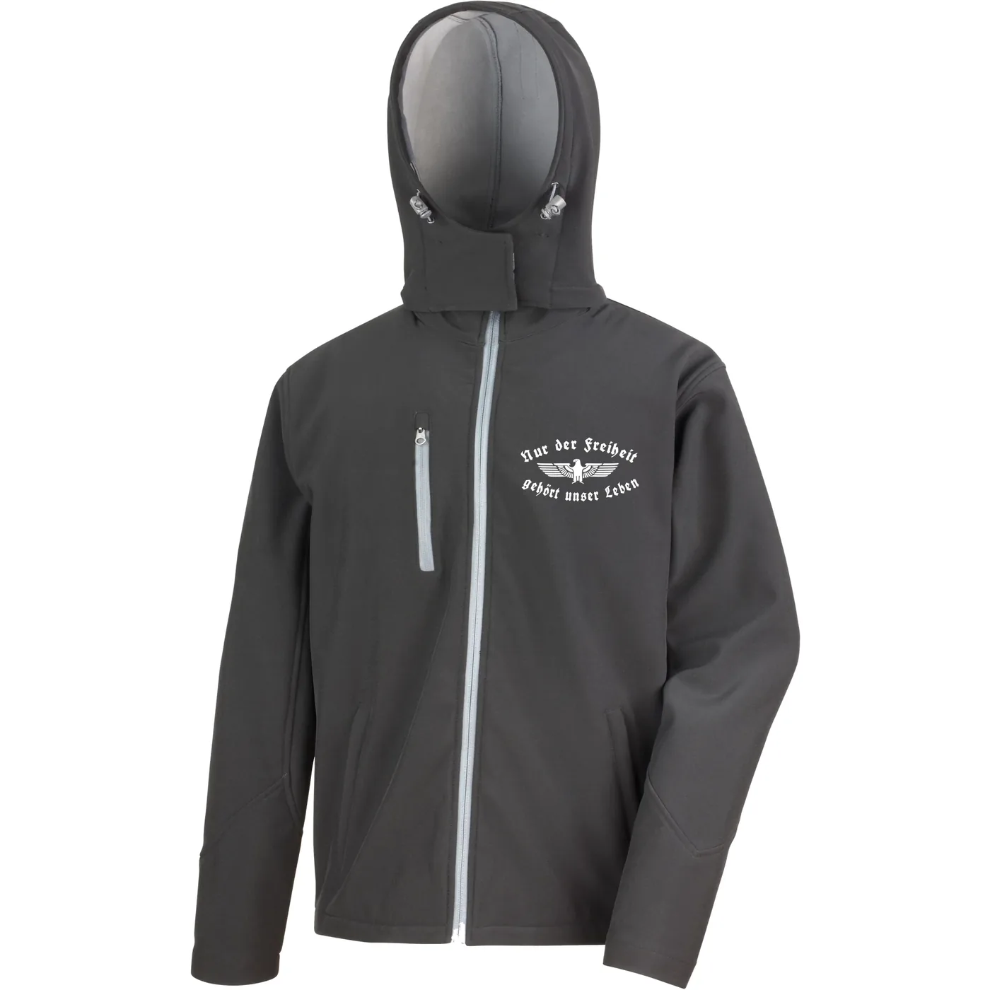 Bestickte Herren Softshell Kapuzenjacke - Nur der Freiheit gehört unser Leben