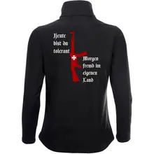 Bestickte Damen Softshelljacke "2-lagig" - Heute tolerant morgen fremd im eigenen Land Rückseite