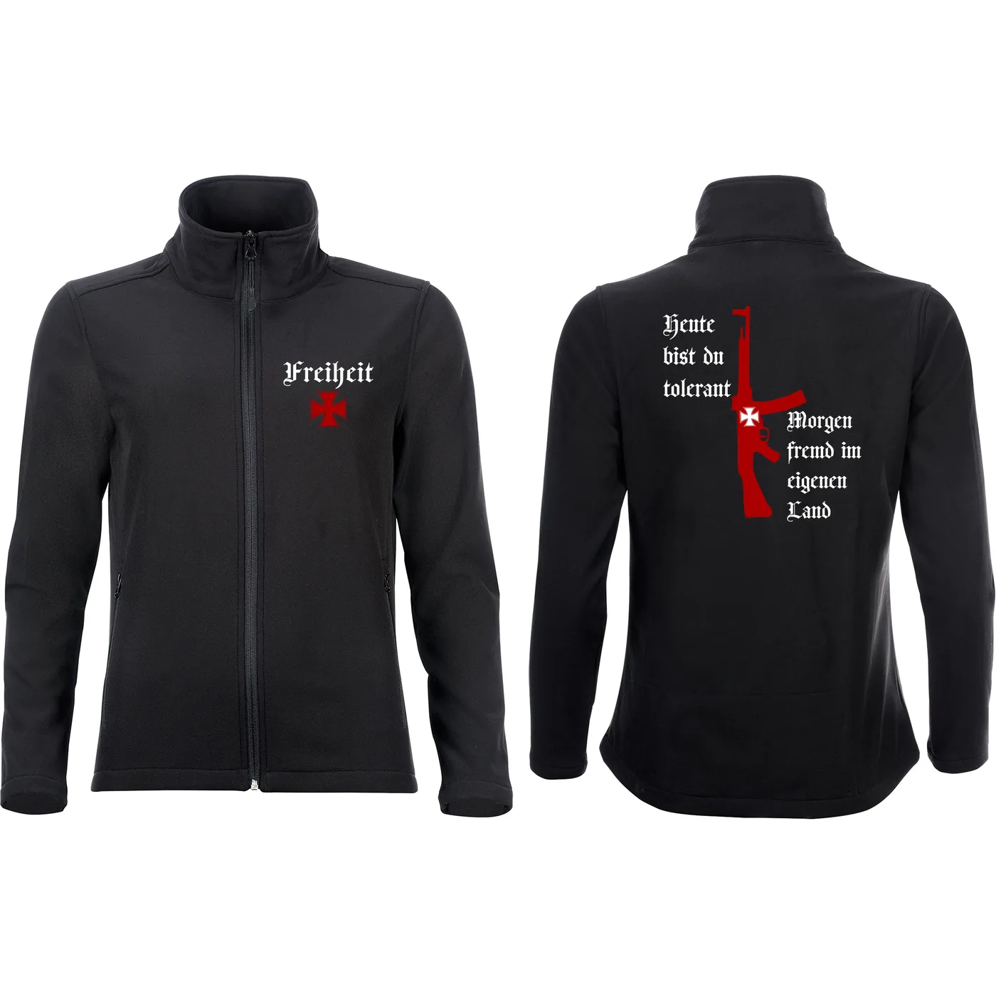 Bestickte Damen Softshelljacke "2-lagig" - Heute tolerant morgen fremd im eigenen Land