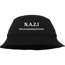 Bestickter Flexfit Anglerhut - Nazi nicht an Zuwanderung interessiert Vorderseite