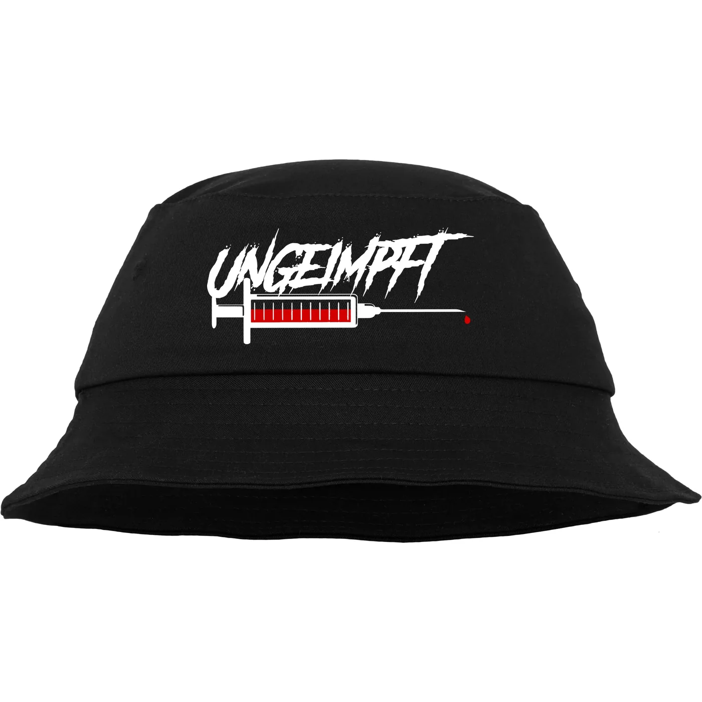 Bestickter Flexfit Anglerhut - Ungeimpft, Spritze
