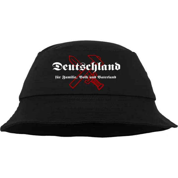 Bestickter Flexfit Anglerhut - Deutschland für Familie, Volk und Vaterland