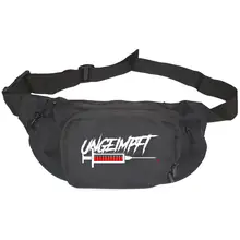 Bestickte Gürteltasche "V1" - Ungeimpft, Spritze Vorderseite