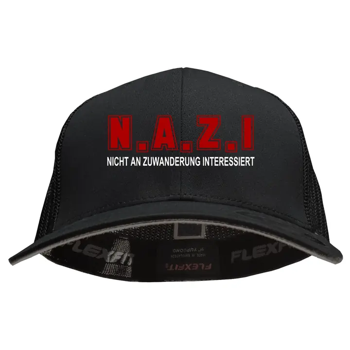 Besticktes Flexfit Basecap "Hödur" - Nicht an Zuwanderung interessiert, Fahne