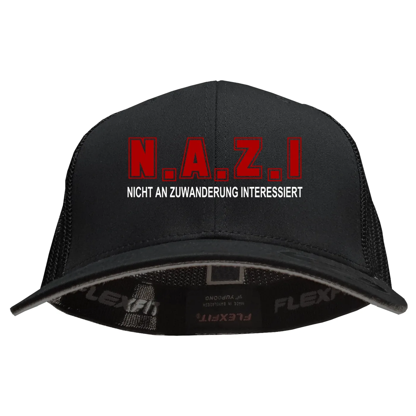 Besticktes Flexfit Basecap "Hödur" - Nicht an Zuwanderung interessiert, Fahne