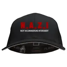 Besticktes Flexfit Basecap "Hödur" - Nicht an Zuwanderung interessiert, Fahne Vorderseite
