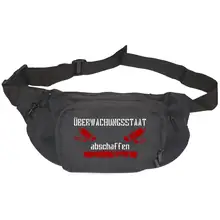 Bestickte Gürteltasche "V1" - Überwachungsstaat abschaffen Vorderseite