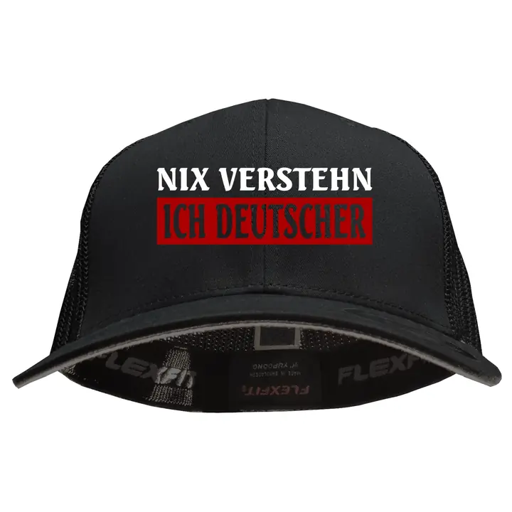 Besticktes Flexfit Basecap "Hödur" - Nix verstehen, ich deutscher