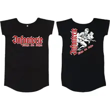 Damen T-Shirt Kleid - Infanterie, Königin aller Waffen Vorder- und Rückseite