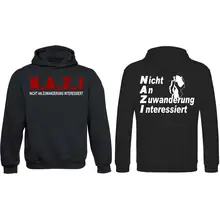 Kinder Kapuzenpullover - Nicht an Zuwanderung interessiert, Fahne Vorder- und Rückseite