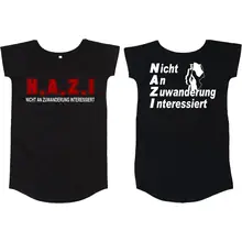 Damen T-Shirt Kleid - Nicht an Zuwanderung interessiert, Fahne - gewählte Variante