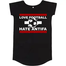 Damen T-Shirt Kleid - Love Football hate Antifa Vorderseite