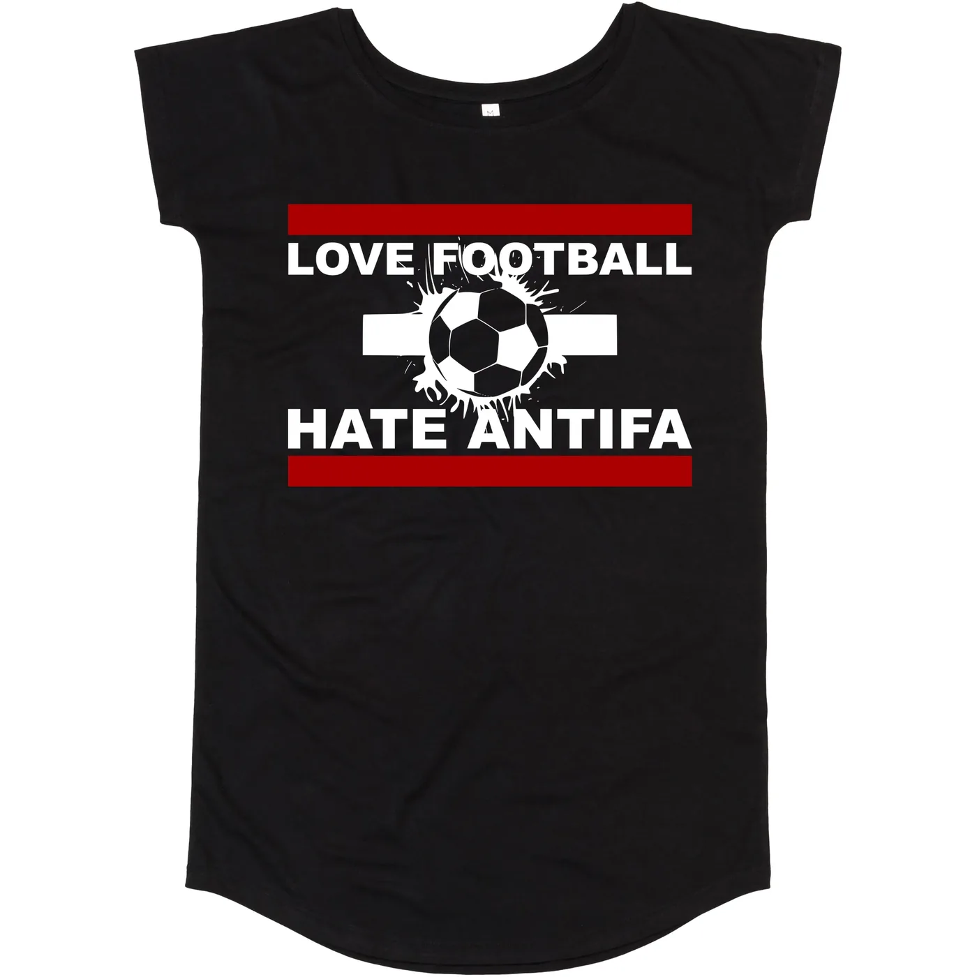 Damen T-Shirt Kleid - Love Football hate Antifa