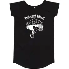 Damen T-Shirt Kleid - Kraft durch Alkohol Vorderseite