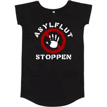 Damen T-Shirt Kleid - Asylflut stoppen Vorderseite