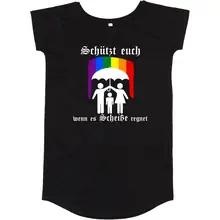 Damen T-Shirt Kleid - Schützt euch wenn es Scheiße regnet Vorderseite