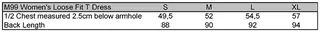 Damen T-Shirt Kleid - Odin und Sleipnir Größentabelle