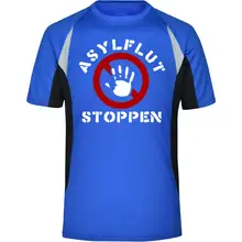 Herren Sportshirt - Asylflut stoppen Vorderseite
