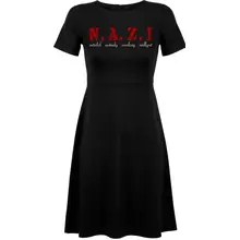 Damen kurzarm Kleid - Nazi, natürlich anständig Vorderseite